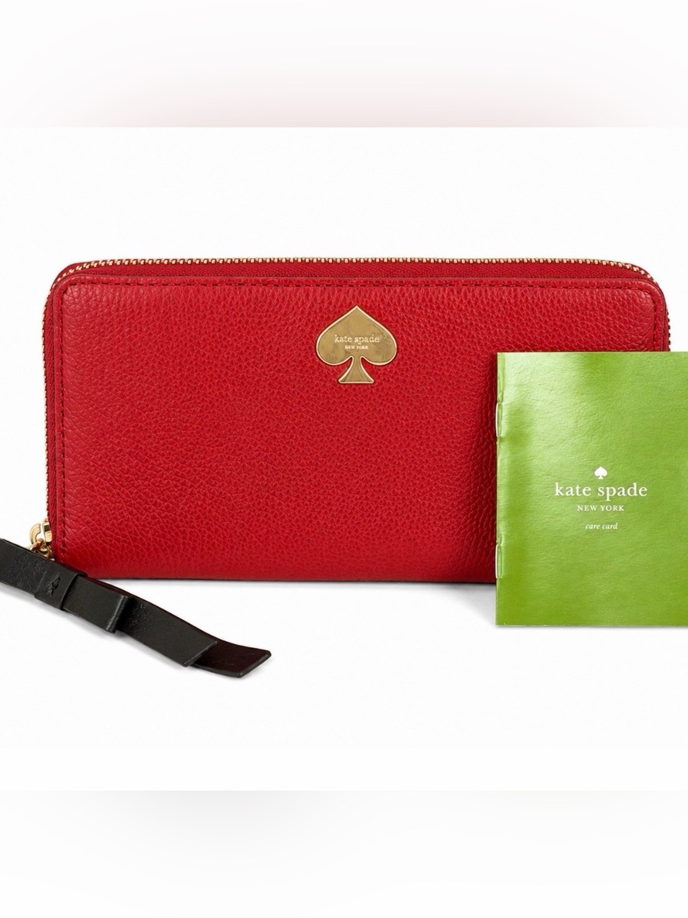 NWT Kate Spade Pill Box Red Leather Continental Zip Around Bow ORG RETAIL $155